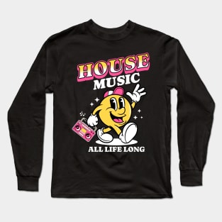 HOUSE MUSIC  - Retro Mascot All Life Long (white/pink) Long Sleeve T-Shirt